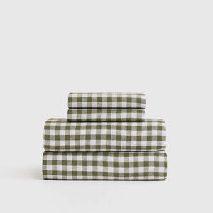 New! Quince Linen Sheets Olive Gingham | California King